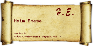 Haim Emese névjegykártya